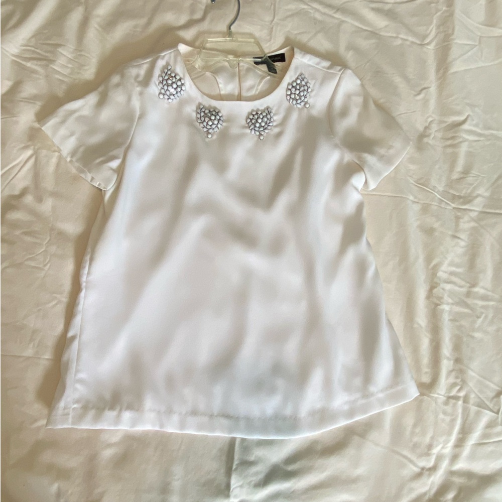 Banana Republic White Embellished Blouse